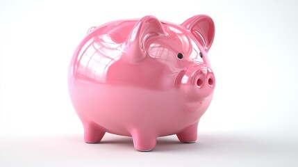 Pink Piggy Bank Still Life on White Background Finance Savings Investment Concept Studio Shot