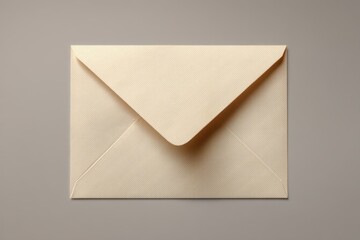 Closed Beige Textured Envelope on a Plain Grey Background