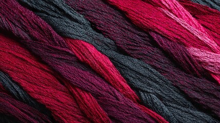 Closeup view of multicolored threads