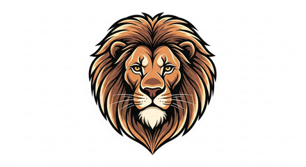 Obraz premium Stylized illustration of a majestic male lion's head with a full, flowing mane on a white background.