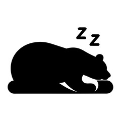 Sleeping bear in silhouette with zzz symbols silhouette