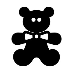 Cute teddy bear silhouette with bow tie