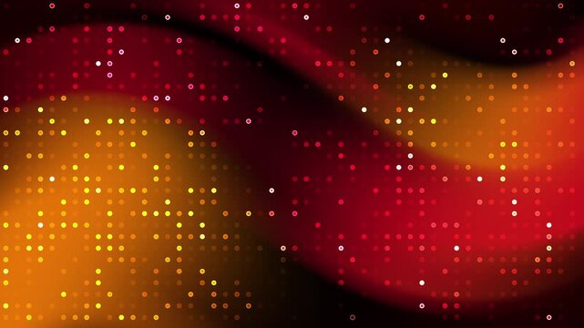 Dynamic Red and Gold Abstract Background with Floating Pointillist Design Element