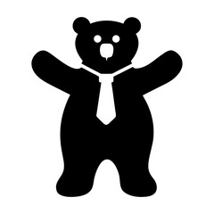 Chubby teddy bear wearing a tie silhouette