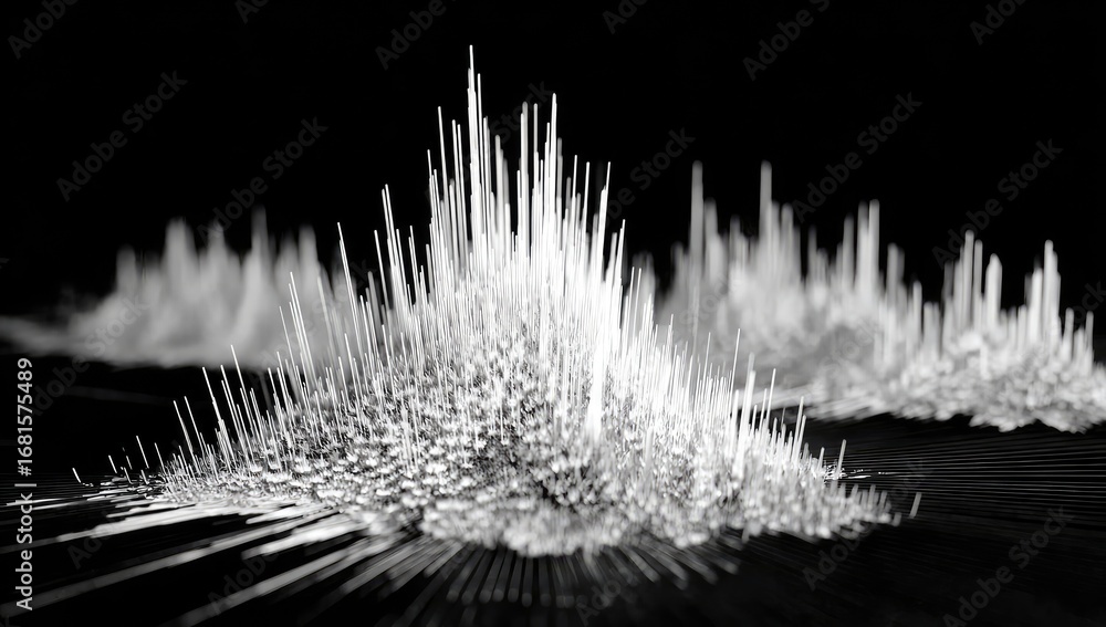 Aufkleber abstract grayscale illustration showcasing a complex, textured landscape formed by numerous slender 