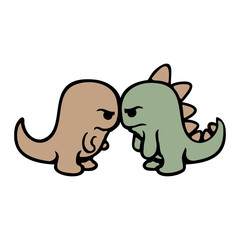 2 Enemy T-Rex Stegosaurus Friends Angry Argue Evil Team Fight