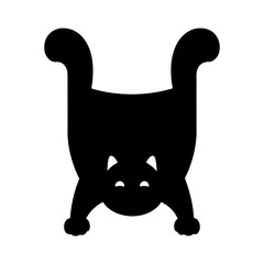 Black silhouette of a playful cat with its rear end up silhouette