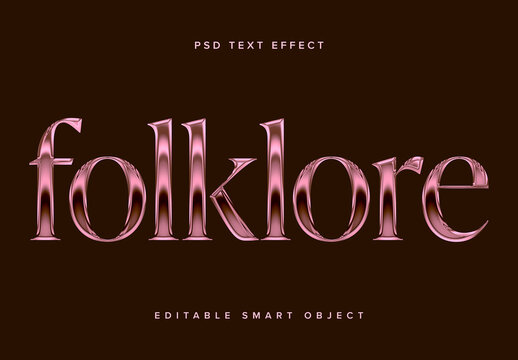 Rose Gold Metallic Text Effect Mockup