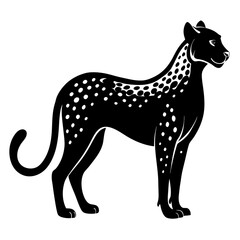 Elegant black panther with white spots silhouette