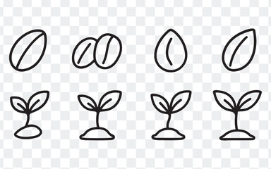 Plant seeds Growth Cycle Icons set