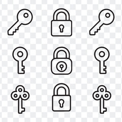 Lock and Key Security Icon Set