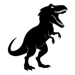 Fierce tyrannosaurus rex dinosaur roaring silhouette