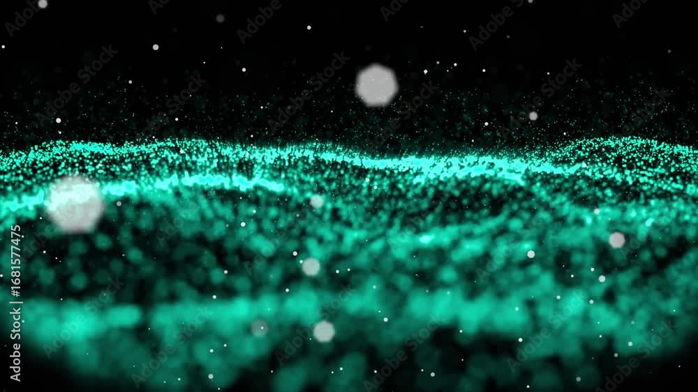 Poster animation of green fireworks exploding on black background