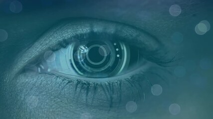 Animation of moving glowing lights over pink background - Powered by Adobe