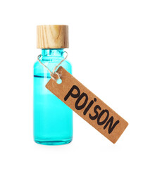 One bottle with poison isolated on white