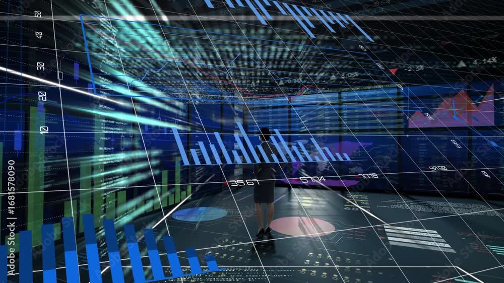Poster animation of financial data processing over grid