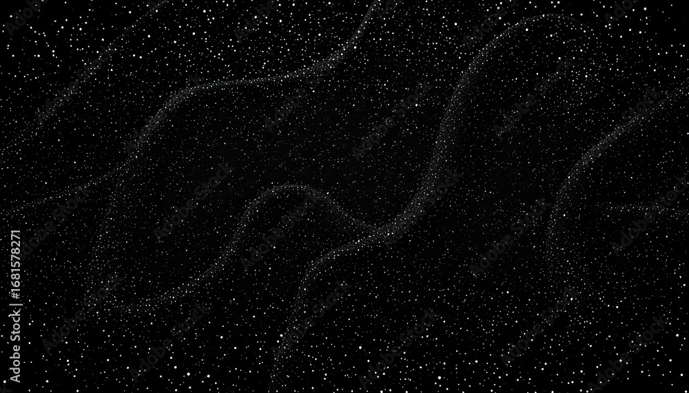 Aufkleber abstract dark background with flowing shimmering particle dots forming wavy, textured surface