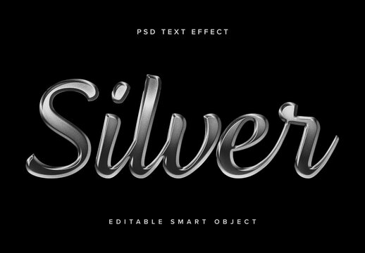 Metallic Textured Silver Text Effect Mockup