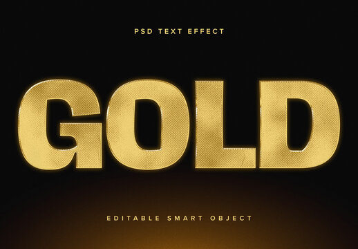 Metallic Textured Gold Text Effect Mockup