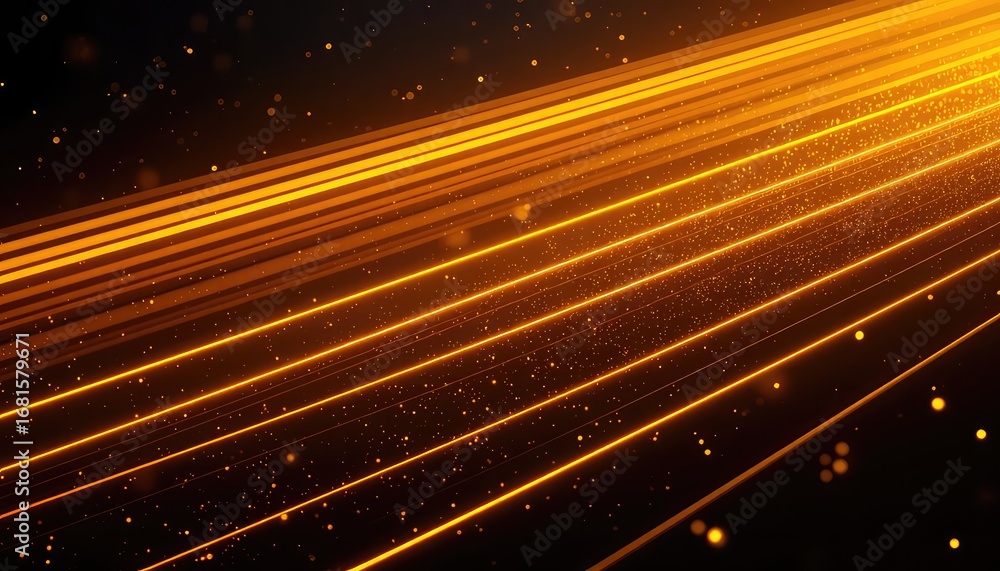 Leinwandbilder abstract golden lines flow with a bokeh effect, creating a modern technology background with a sense
