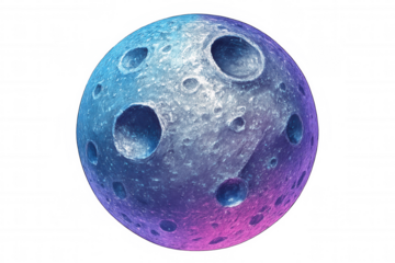 Colorful planet with craters rotating in space, isolated on transparent background, ideal for space-themed projects