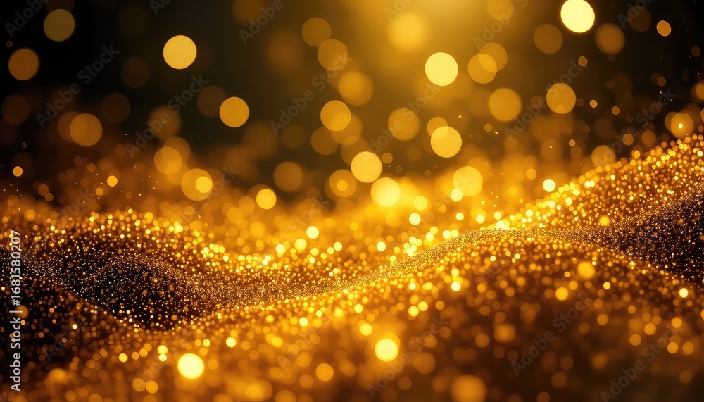 Poster abstract golden bokeh lights shimmering with a soft focus background effect and sparkling glitter ef