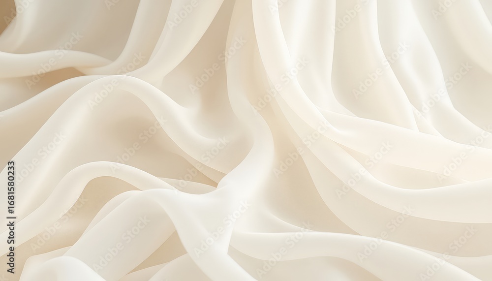 Poster elegant ivory fabric in soft folds drapes with gentle undulating curves, casting subtle shadows and 