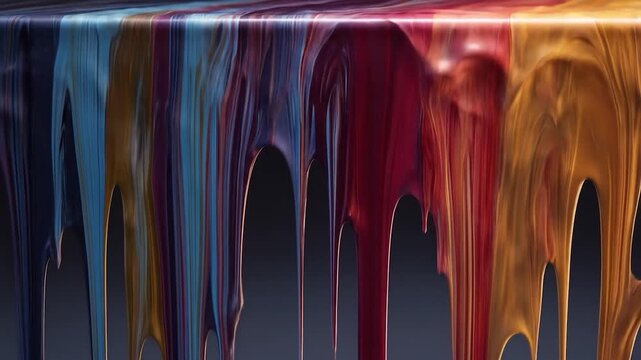 Flowing Colors: Captivating view of colorful liquids cascading, each shade gracefully merging with the next, revealing the smooth dance of color and creativity.