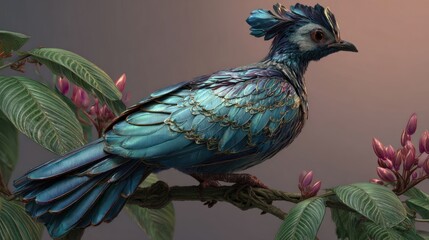 Ornate bird perched on a branch