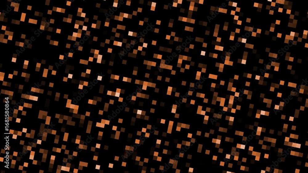 Poster abstract flickering pattern, pixelated dynamic background with warm orange tones perfect for