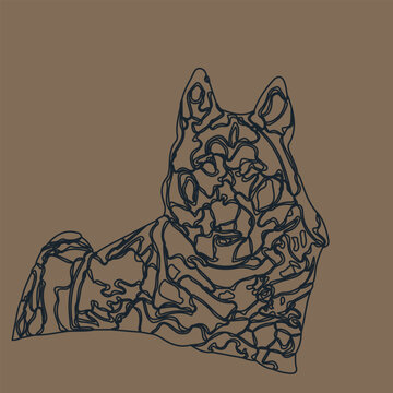 Cute corgi dog design. Animal coloring page with mandala and zentangle ornaments color background