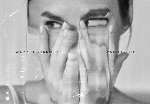 Warped Scanner Image Effect Mockup