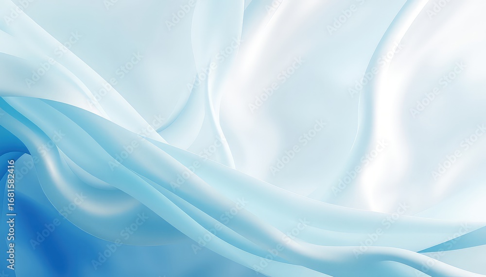 Poster abstract flowing light blue fabric background with soft wavy texture and elegant smooth folds creati