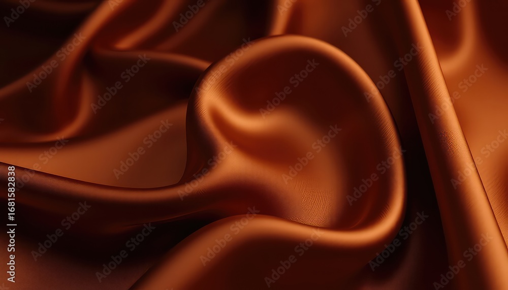 Poster copper colored satin fabric with gentle curves and soft reflections creating a warm and luxurious ba