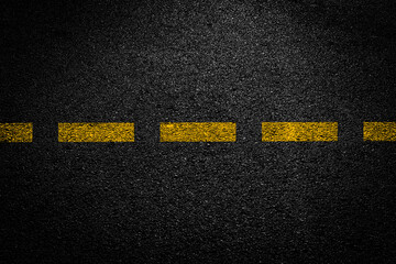 Top view of bitumen road with lanes and limits sign concept