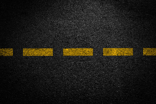 Top view of bitumen road with lanes and limits sign concept