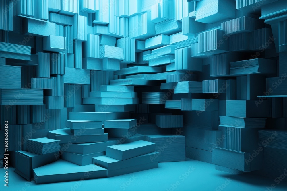 Aufkleber abstract staircase design in a turquoise room with geometric shapes and patterns