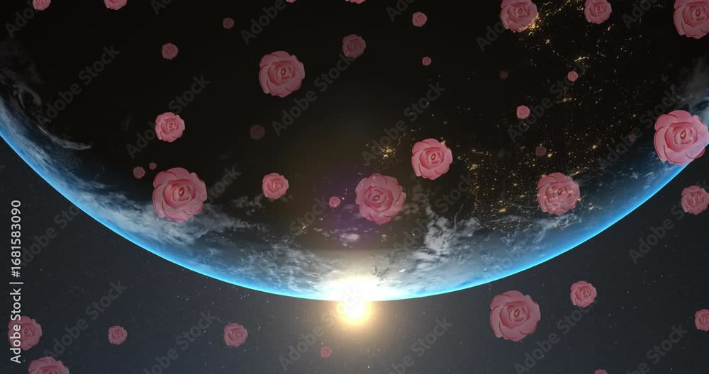 Aufkleber animation of rows of flickering dots and markers over planet earth