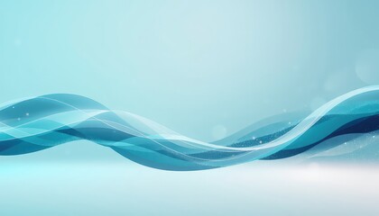 Obraz premium Flowing turquoise ribbon abstract design with soft white highlights, elegant minimalist presentation background with space for text or graphics