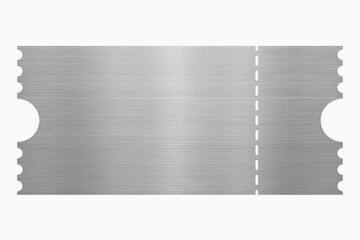 Silver ticket isolated on transparent background. Vector illustration grey coupon for websites, applications, cinemas, clubs, mass events and creative design.Gift voucher silver texture.EPS 10