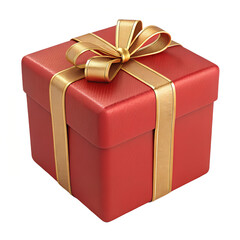 Elegant red gift box with luxurious gold ribbon, perfect for celebrations and special occasions PNG
