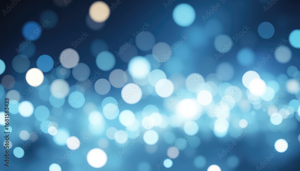 Poster sparkling blue bokeh lights create an ethereal, out of focus, abstract background for various festiv