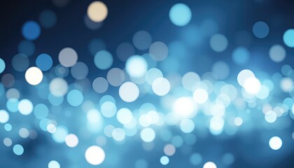 Fototapeta premium Sparkling blue bokeh lights create an ethereal, out of focus, abstract background for various festive celebrations and modern designs