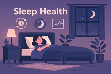 Cozy scene depicting a woman peacefully asleep, emphasizing the importance of sleep health and