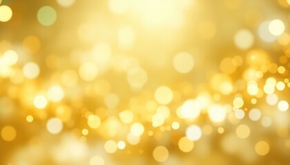 A dazzling cascade of golden light spheres dances across a blurred and shimmering amber canvas creating a sense of radiant elegance