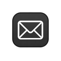 Simple white email icon with rounded square border on transparent background