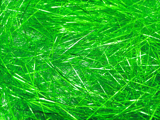 Green foil tinsel background, Shimmer shiny green tinsel shred festive, wedding, birthday party, Christmas decorations