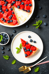 Tart with fresh berries and jelly.
