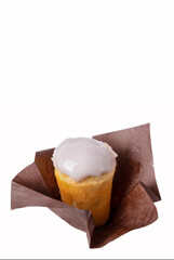 yeast dough cake soaked in sugar syrup with rum essence, isolate
