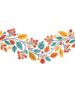 Beautiful autumn berry and leaf border decoration seamless pattern illustration